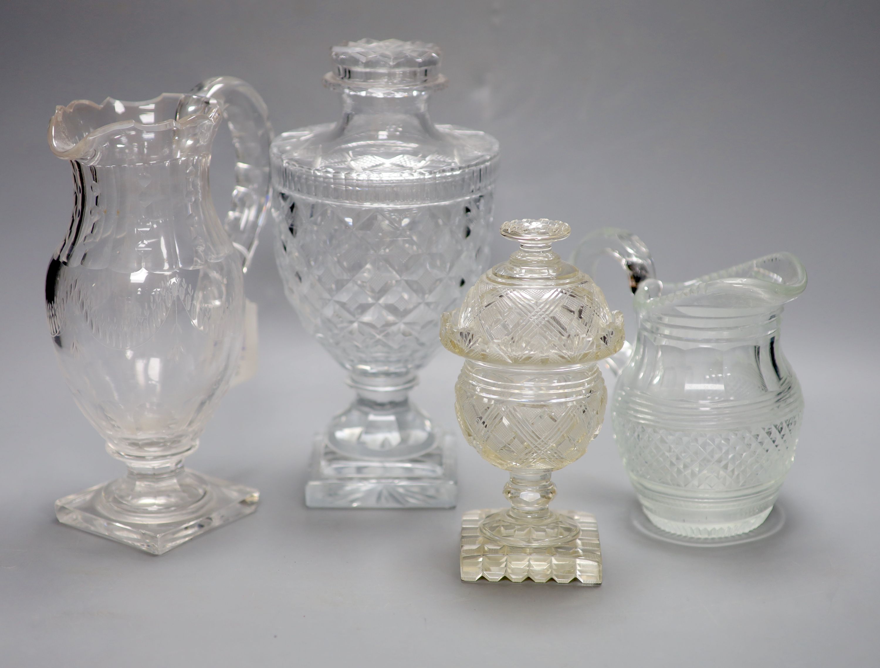 A quantity of 19th century cut glass, sweetmeat dish, etc., tallest 25cm